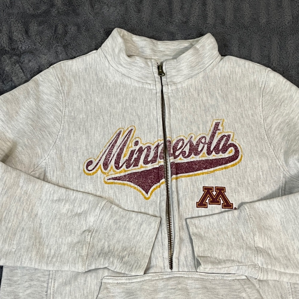 Rivalry Threads Minnesota Gophers Quarter Zip Sweatshirt Pullover Light Gray M